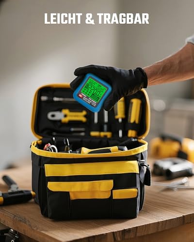 TESMEN TOE-100DMAX Steckdosentester mit RCD-Auslösezeitanzeige, Hintergrundbeleuchtetem LCD, Spannungsmessung und Datenhaltefunktion, für Haus & Elektroprüfung (EU Plug) - Blau