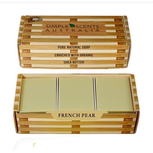 Simple Scents Australia French Pear Scented Natural Soap Bars (6 Bars), 3.5Oz Moisturizing French Triple Milled Soap Bars Enriched With Shea Butter - Pure Plant Oil Bath & Body Soap Bars cover