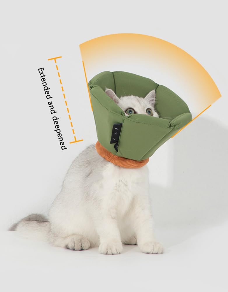 Soft Cat Cone, Adjustable Recovery Collar After Surgery Cone of Shame Alternative for Cats Kittens and Puppies,Yellow,S