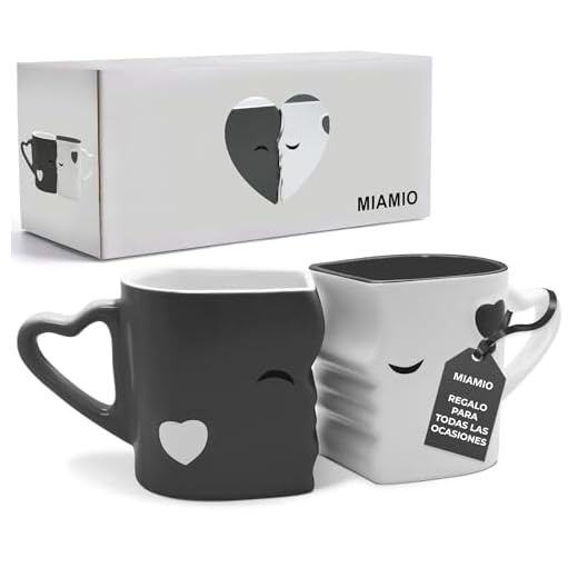 MIAMIO - Tazas de Café/Tazas de Besos Set/Regalo para Novios - Ceramica (Gris)