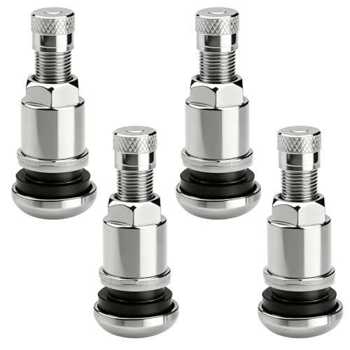 4 Stück Metallventile für Alufelgen, Universal Felgenventile 11,3 mm aus hochwertigem Metall silberne Reifenventile Autoreifen robuste langlebige Ventilsets mit starker Kompatibilität für PKW Motorrad