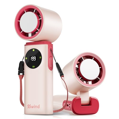 SSWind 6000mAh Portable Handheld Fan with Ice Cooling, 199 Levels Stepless Speed, 20H Long Battery Life, 20000RPM Turbo Fan Rechargeable Personal Mini Fan for Travel, Outdoor, Makeup