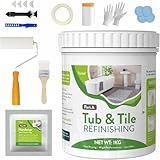 Tenee DIY Sink Bathtub Reglaze Kit, 1kg / 35 oz, White, Water-based Paint, Low Odor, 50 sq ft Coverage, 7 Day Full Cure, Bathtub and Tile Paint Kit