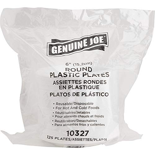 Genuine Joe, Gjo10327Ct, Reusable Plastic White Plates, 1000 / Carton, White #TOP4
