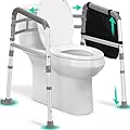 FSA/HSA Eligible Toilet Safety Rails for Seniors, Adjustable Height & Width Toilet Safety Frames with Handles,Toilet Rails W. Reinforced Bars&Suction Cups for Disabled Elderly Fit Most Toilets