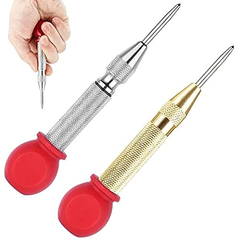 2 Pcs Automatic Center Punch Center Hole Punch Automatic Center Punch Tool for Wood Metal Plastic Car Window Puncher Breaker Tool Cover