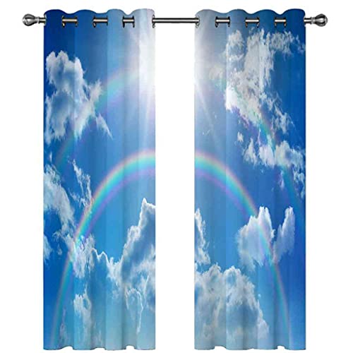 Rideau de fenêtre moderne pour chambre d'enfant paysage nuages 3D - 3