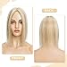 Hairro 100% Real Human Hair Toppers for Women No Bang, Clip in Real Hairpieces, Breathable Silk Base for Covering Greyish Thinning Hair Loss on Top, 8 Inch Golden Brown Mix Bleach Blonde