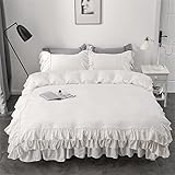 Chic Ruffled Bedding, Twin Duvet Cover,Soft Brushed Microfiber 2 Pieces Bedding Set with Zipper Clos