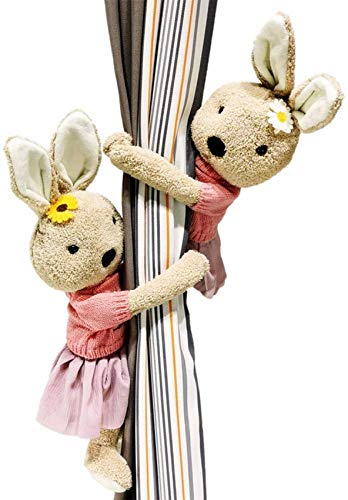 WQF Embrasses de Rideau 2 pièces Petite Marguerite Lapins poupée Aimant Rideau Boucle Mignon Bande dessinée Sangle poinçon Gratuit Cover