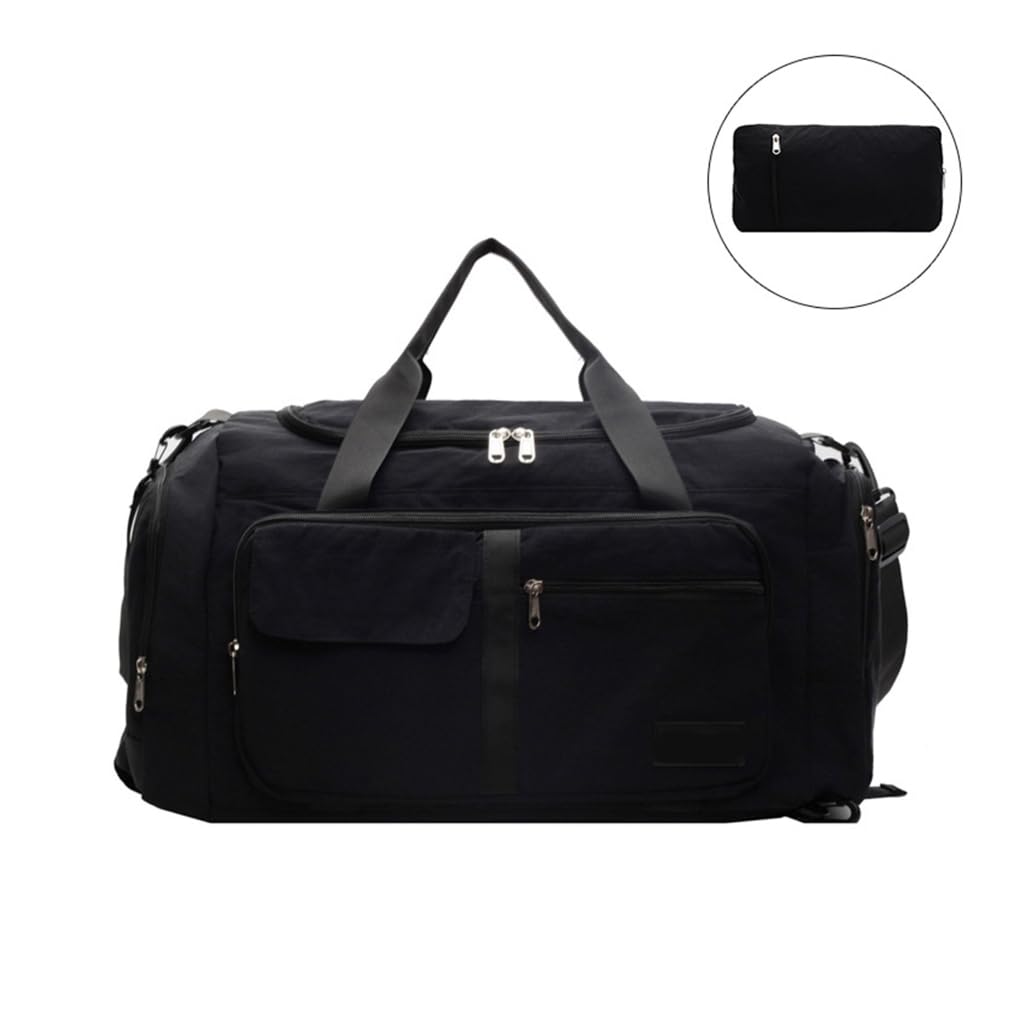 Bolsa de gimnasio, bolsa de entrenamiento, bolsa de deporte, bolsa de viaje de gran capacidad, bolsa de fin de semana, bolsa de fitness simple para mujer y hombre, Negro, 26x50x24cm, Moderno