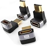 Eanetf 8K HDMI Right Angle Adapter [4 Pack], 90/270 Degree Dual Orientation HDMI 90 Degree Male to Female, 4K 120Hz 2.1 48Gbps Compatible with PS5, PC, Monitor, TV, Laptop