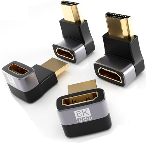 Eanetf 8K HDMI Right Angle Adapter 4-Pack, 90/270°, 4K 120Hz