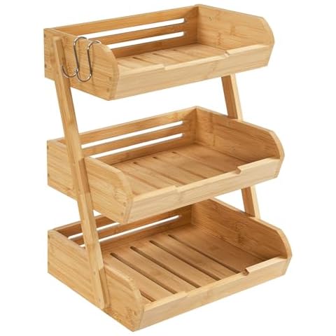 HOOBRO Bamboo 3-Tier Fruit Basket Cover