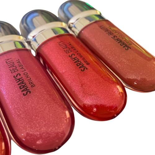 Kit 6 Gloss Labial com Glitter Brilho Labial Sara's Beuty Lip Gloss 3d + Miniatura de Gloss (6 Unid