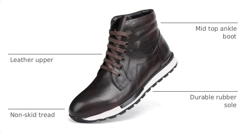 Image of Fashion Men's Leather Lace-up Dress Boots, Mid Top Casual Chukka Sneaker Boot Business Shoes for Men