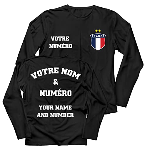 Maillot de Foot pour Homme Personnalisé Cadeau Idéal t-shirt France Manches Longues à Floquer