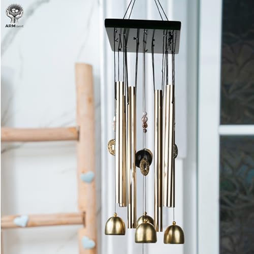 Image of Wind Chime | Wind Chimes for Balcony | Wind Chimes for Home Positive Energy | Home Decoration(Golden,Pipe & Hanging Bells)
