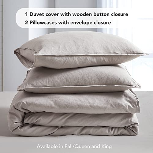 Dapu Linen Duvet Cover Queen, Washed Lightweight Bedding Set With Buttons Closures, 3 Pcs Hypoallergenic Soft Linen Cotton Blend Duvet Cover Set With 8 Corner Ties (Gray, Queen/Full) #TOP4