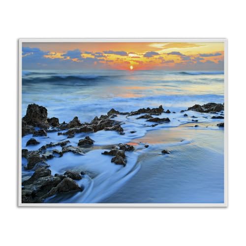 'Bumpy Seashore Dawn Bubbly Beach Sundown Skies'| Framed Giclee Art