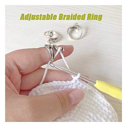 (2 Pcs) Adjustable Knitting Loop Crochet Loop Knitting Accessories, Phoenix Ring, Yarn Guide Finger Holder Knitting Thimble, Adjustable Crochet Ring for Crochet Knitting Crafts Accessories Tool