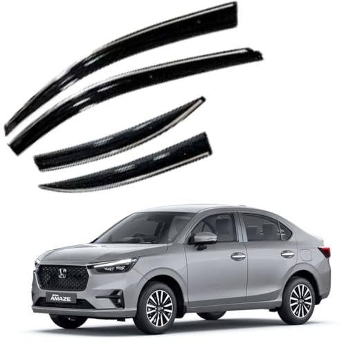 Image of CAR SAAZ Chrome Line Door Visor for Amaze (2024-Present)(Set of 4Pcs) | Rain Guard | Wind Deflector