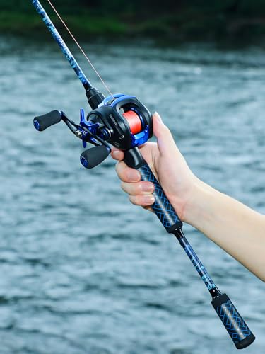 Sougayilang Spinning & Baitcaster Fishing Rod and Reel Combo,IM7 Graphite 2Pc Blanks, Stainless Steel Guides with Ceramic Rings, SuperPolymer Handle with Split Design,&ldquo;S&rdquo; Style Hook Keeper