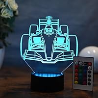 Optechvisual Formel-1 Nachtlicht Lampe, Geschenk für Formal eins Fans Geschenk Idee für Rennfahrer, als Tischlampe, Nachtlicht und Dekor, Premium Tiefengravur für die Ewigkeit