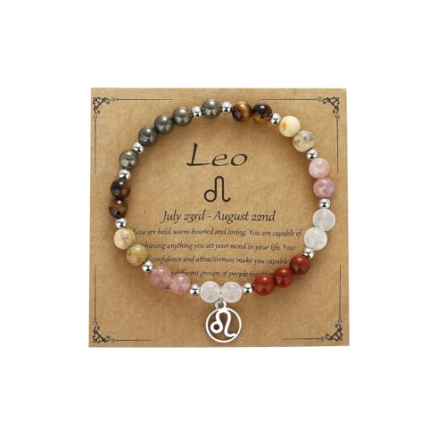 YIZHEDE Leo Zodiac Bracelet – Radiant Crystal Jewelry for Courage & Confidence Gifts for Women Men | Astrology Birthday Gift | Healing Stone Bracelet