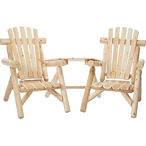 Lakeland Mills CFU329 Cedar Log Vista Tete Outdoor Chairs, Natural Cover