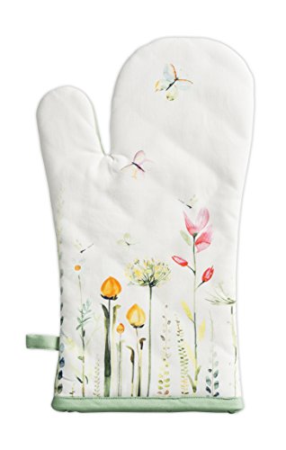 Maison d' Hermine 100% Cotton Oven Mitt & Pot Holder Set (19 x 33 cm & 20 x 20 cm) Heat Resistant BBQ Cooking Gloves with Loop for Baking Handling Hot Pans Gifts for Mothers Day (Botanical Fresh) - Image 2