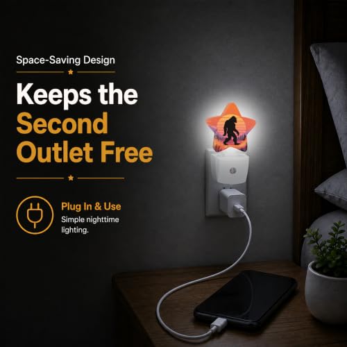 Image of Star Night Light with Dusk to Dawn Sensor, Big Foot Plug in Night Light for Kids Bedroom Nursery, Soft Warm Glow Lamp for Hallway Bathroom Energy Saving