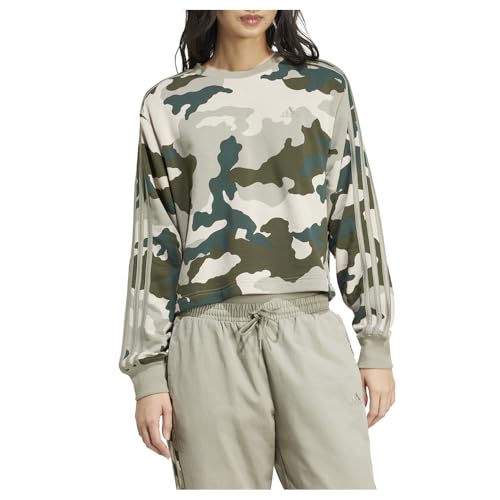 adidas Women's Plus Size Essentials 3 Stripes Camouflage Printed Cropped Sweatshirt
