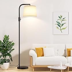 Ambimall Fully Dimmable Floor Lamp with 9W LED Bulb, Standing Lamp for Living Room with Adjustable Head, Modern Standing Tall Light with Rotary Switch for Office