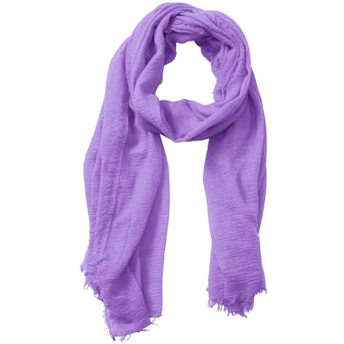Image of Lightweight Cotton Blend Scarf for Women Men | Large,Breathable,Thin,Soft,Crinkle Scarf,Hijab Head Wrap,NeckScarf,Everyday,Travel Scarf,Summer Dress Scarves Holiday Gift
