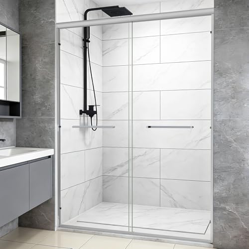 Shower Door Double Sliding Glass Shower Door 56-60 in W.