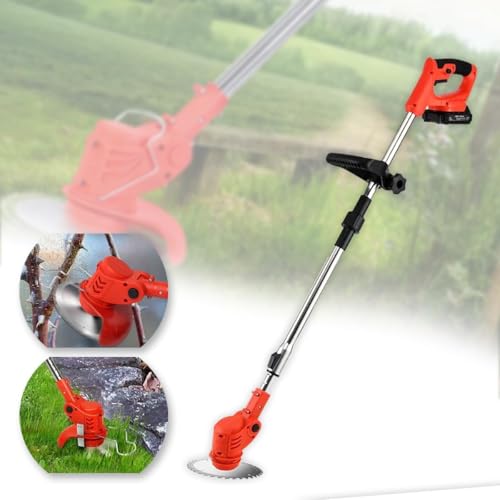 Image of SRSRAVY Cordless Electric Grass Cutter Machine, Adjustable Height and Portable Garden Lawn Trimmer, Weed Cutting, Hand Grass Weeder for Home Garden, Lawn, Yard-with 2Pcs-48V Chargeable Battery- (GN35)
