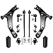 Detroit Axle - 12pc Front Lower Control Arms and Ball Joints and Sway Bars and Inner & Outer Tie Rods and Rack Boots Kit for 96-02 Chevy/GEO Prizm - 96-02 Toyota Corolla - Power Steering Models