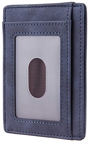 Travelambo Front Pocket Minimalist Leather Slim Wallet RFID Blocking Medium Size