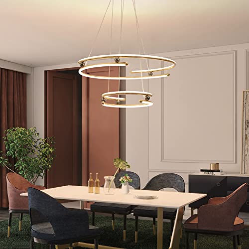 Zycylight Modern Spirial Led Chandelier, Led Hanging Light Fixture, 68W Led Pendant Light,23.6”, 3 Colors(Cool White, Warm White, Daylight) Changeable, For Living Room, Dining Room,Bedroom #TOP6