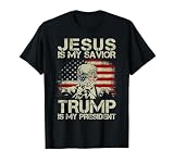 Vintage USA Flag Jesus Is My Savior Trump Is My President T-Shirt