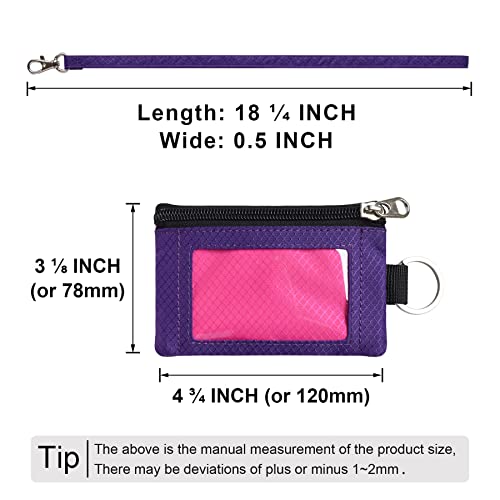 Image of CHENSPRX Minimalist RFID Blocking Small Wallet with ID Window,WaterResistant Zip Id Case Wallet with Lanyard Keychain for Cards,Cash,Travel,Women,Men