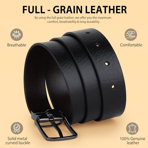 Image of HAYES LONDON Belts for Men Leather Original - Belt for Men Formal with Classic Design, Durable and Italian Reversible Men Belts for All Occasions