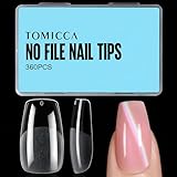 TOMICCA Medium Coffin Nail Tips, 360Pcs Half Matte Gel Nails, 15 Sizes Nail Extension Tips Set, Full Cover Pre Shaped Fake Nails for Beginner and Professional DIY Nail Salon