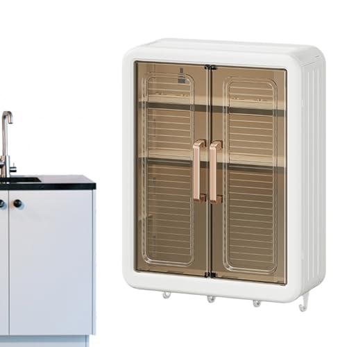 bevog Armario de almacenamiento para cuarto de baño, armario de baño, organizador de pared con puerta | despensa condimento maceta soporte estante doble puerta organizador para cuarto de baño