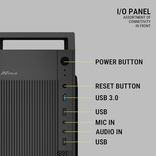 Image of Ant Value VM5P Mid-Tower Computer Case /Office Cabinet - Black | Support Micro ATX, ITX | Built-in 3X USB Ports and Pre-Installed Power Supply