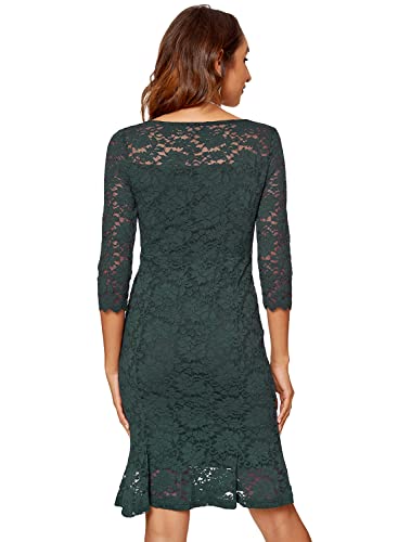 Image of Atnlewhi Womens 3 /4 Sleeve Slim Fit Lace Cocktail Dresses Party Wedding Guest V Neck Formal Evening Bodycon Dress