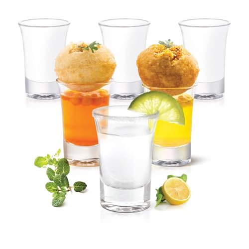 Treo by Milton Classic Glass Shot Tumbler Set of 6 40 ml Each Transparent | Vodka | Tequilla | Dessert | Liquor Shots | Juice | Wine