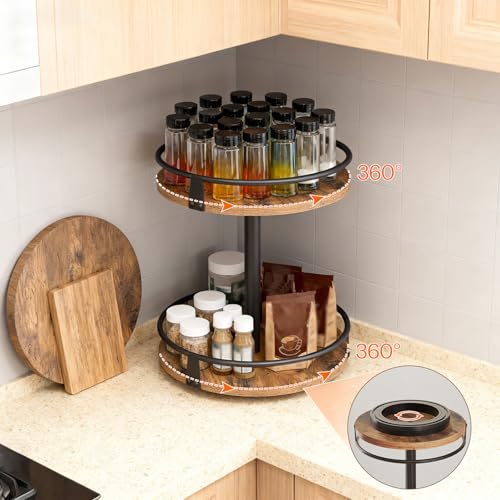 HOOBRO Gewürzregal, Küchenregal, 2-stufiger drehbarer Gewürzständer, Küchen-Organizer, Gewürzhalter, für Küchentheke, Schminktisch… – Ansicht 4