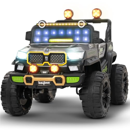 Image of Baybee 4x4 Battery Operated Jeep for Kids, Ride on Toy Baby Car with LED RGB Light & Music, Rechargeable Electric Jeep, Big Battery Car for Kids (Rygon Pro, Rygon Pro Grey)